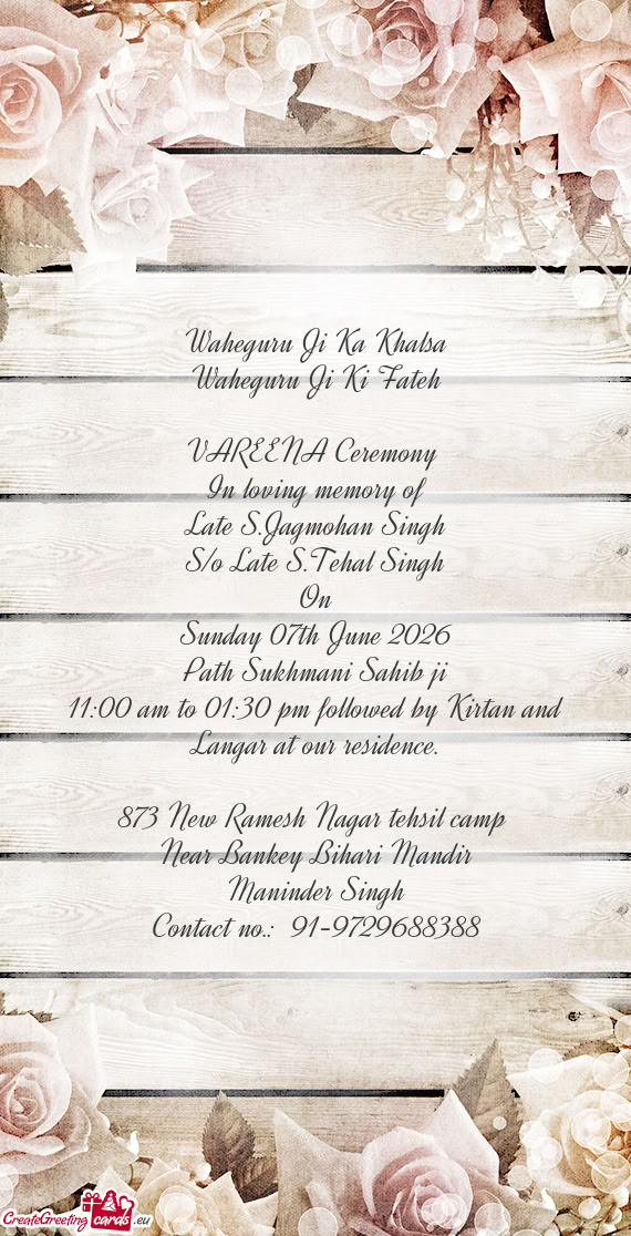 Late S.Jagmohan Singh