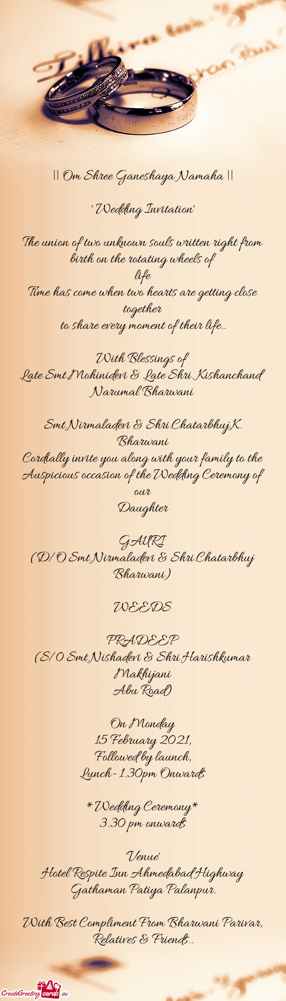 Late Smt.Mohinidevi & Late Shri. Kishanchand