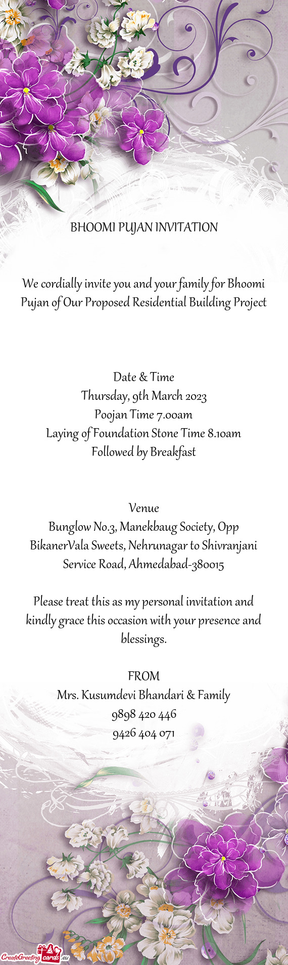 Laying of Foundation Stone Time 8.10am