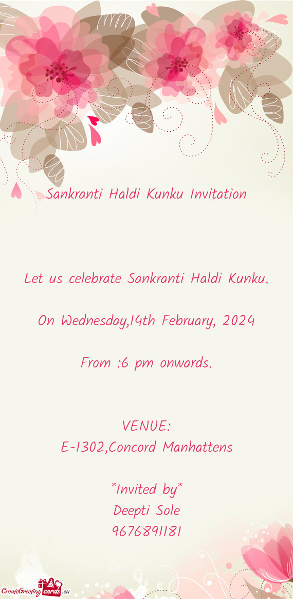 Let us celebrate Sankranti Haldi Kunku