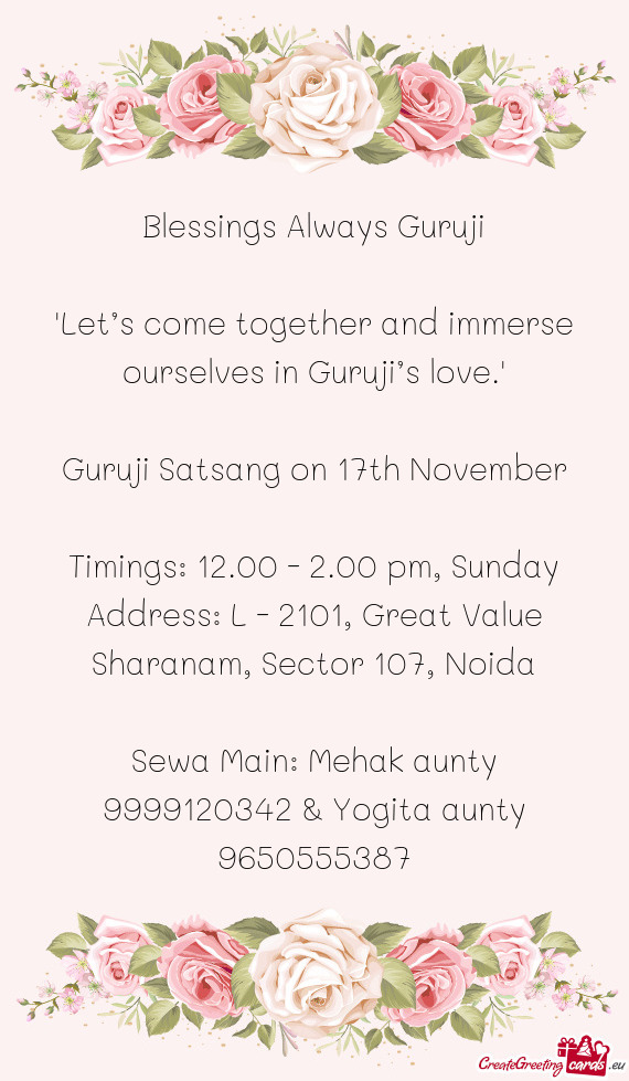 "Let’s come together and immerse ourselves in Guruji’s love."