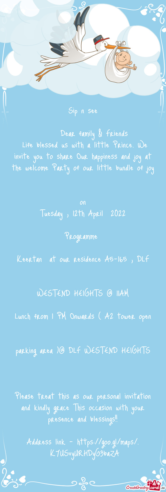 Life blessed us with a little Prince. We invite you to share Our happiness and joy at the welcome P