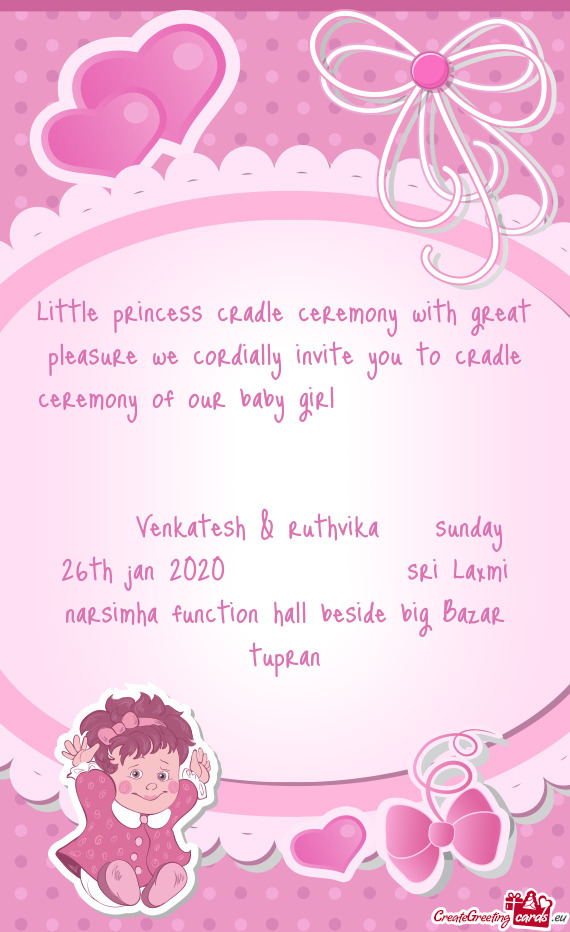 Little princess cradle ceremony with great pleasure we cordially invite you to cradle ceremony of ou