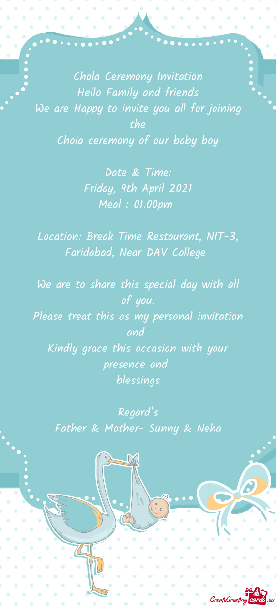 Location: Break Time Restaurant, NIT-3, Faridabad, Near DAV College