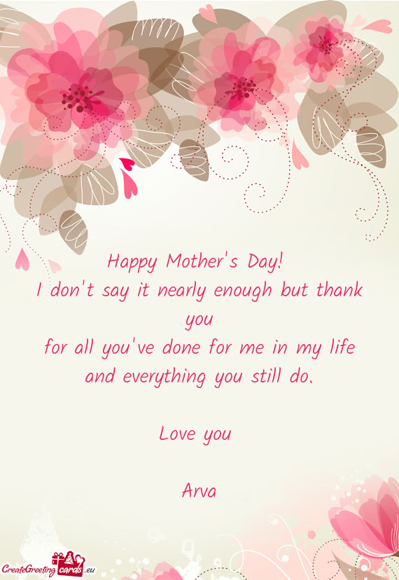 Love you  Arva