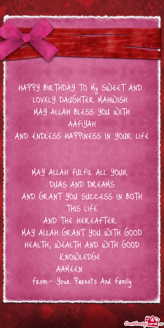 LOVELY DAUGHTER MAHWISH