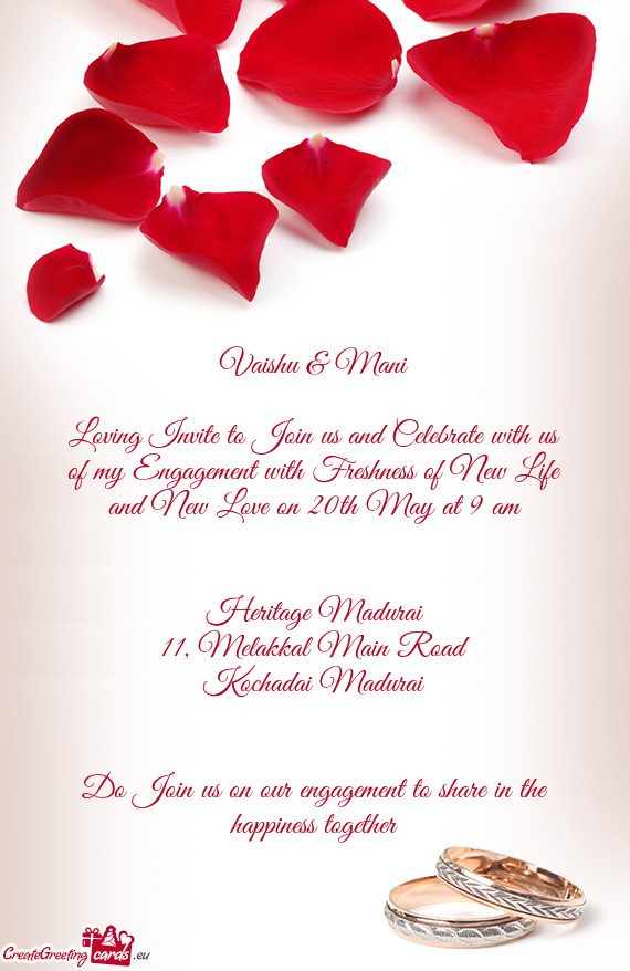 Loving Invite to Join us and Celebrate with us of my Engagement with Freshness of New Life and New L