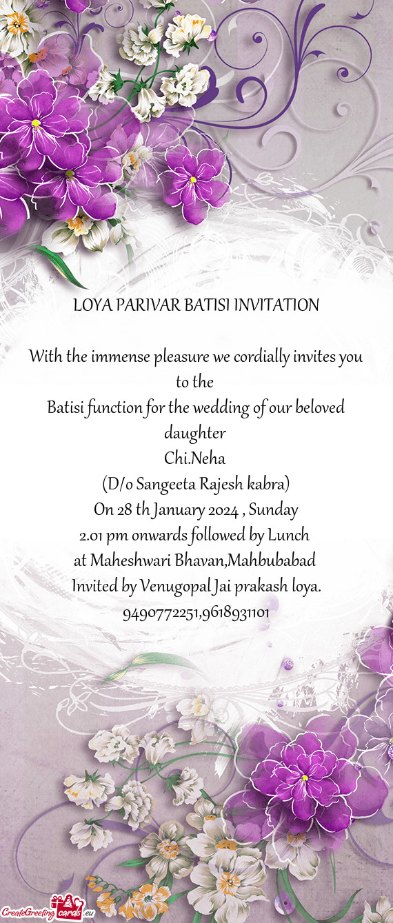 LOYA PARIVAR BATISI INVITATION