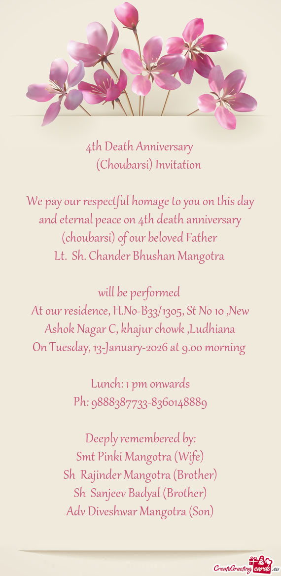 Lt. Sh. Chander Bhushan Mangotra