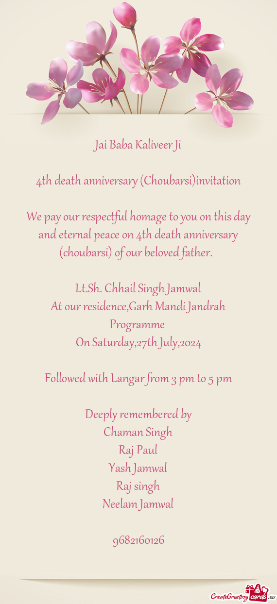 Lt.Sh. Chhail Singh Jamwal