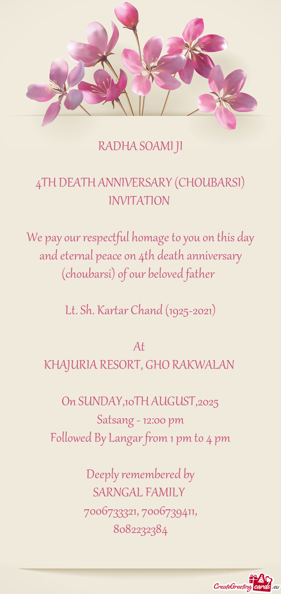Lt. Sh. Kartar Chand (1925-2021)