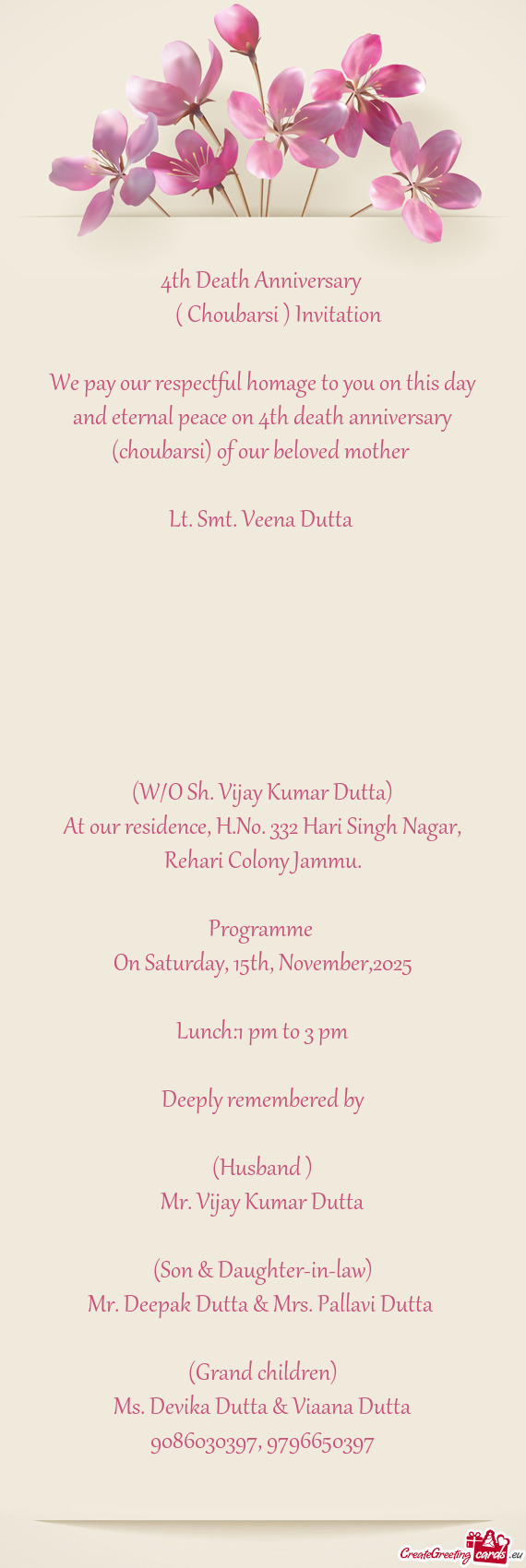 Lt. Smt. Veena Dutta