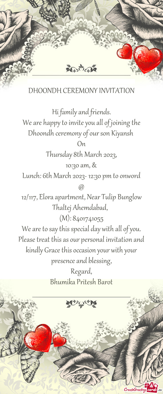 Lunch: 6th March 2023- 12:30 pm to onword