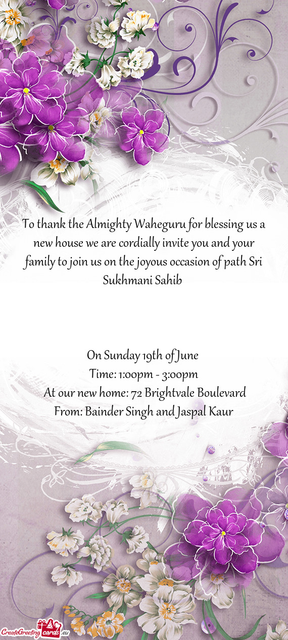 Ly to join us on the joyous occasion of path Sri Sukhmani Sahib