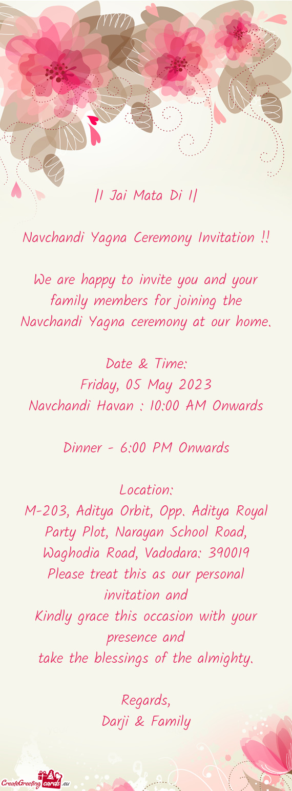 M-203, Aditya Orbit, Opp. Aditya Royal Party Plot, Narayan School Road, Waghodia Road, Vadodara: 390