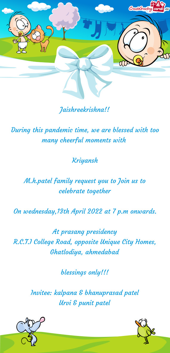 M.h.patel family request you to Join us to celebrate together