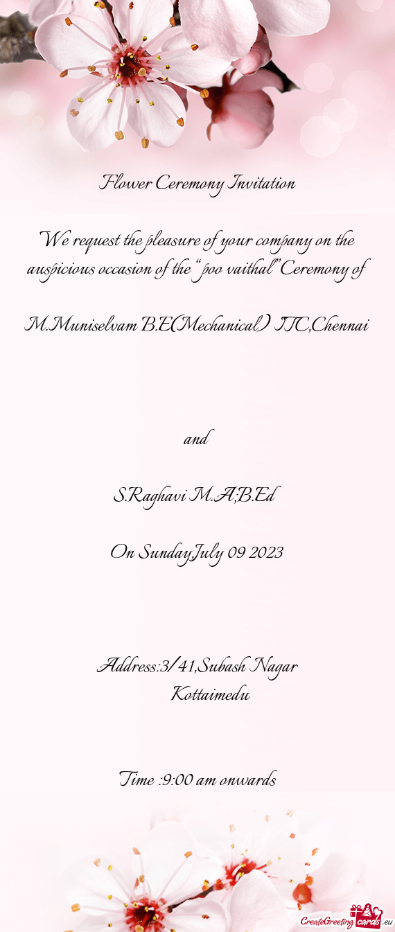 M.Muniselvam B.E(Mechanical) ITC,Chennai