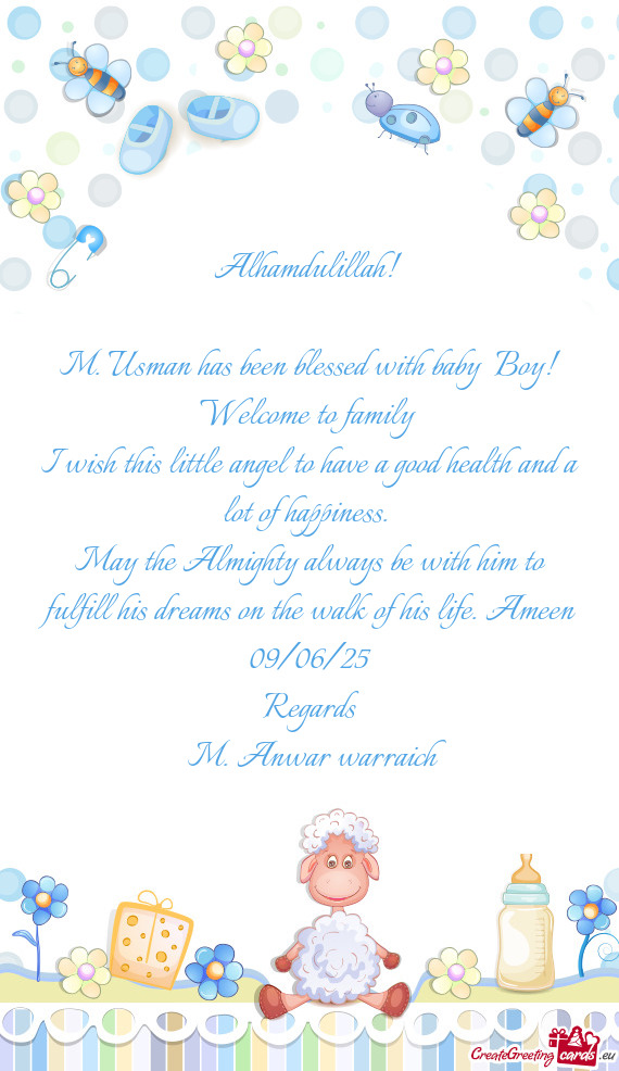 M. Usman has been blessed with baby Boy