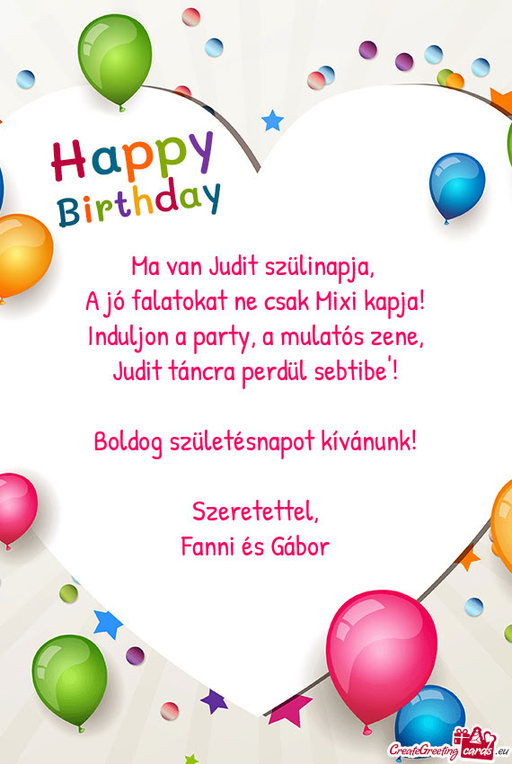 Ma van Judit szülinapja