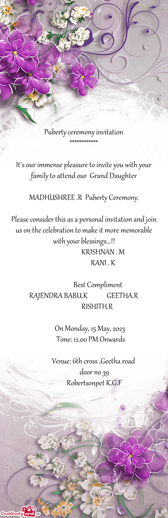 MADHUSHREE .R Puberty Ceremony