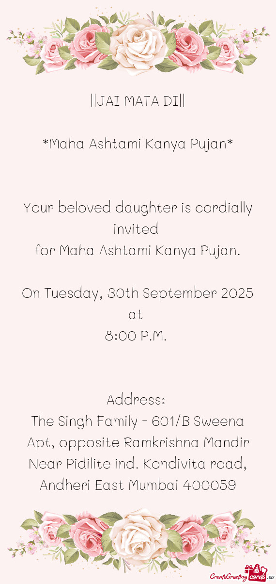 Maha Ashtami Kanya Pujan