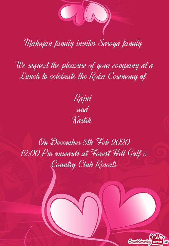 Mahajan family invites Saroya family