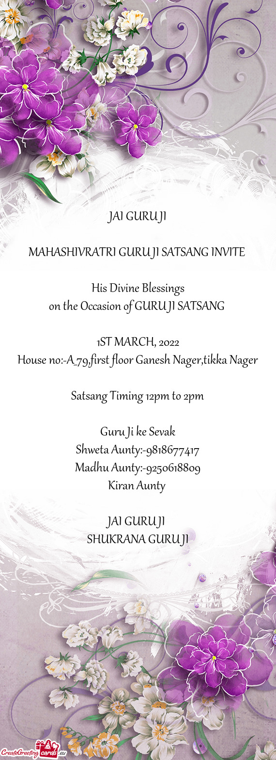 MAHASHIVRATRI GURU JI SATSANG INVITE