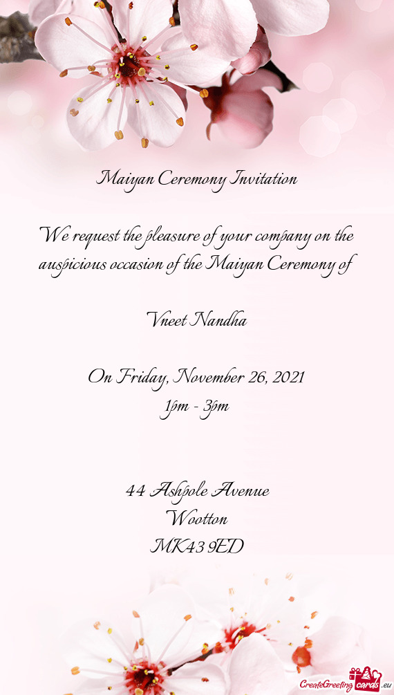 Maiyan Ceremony Invitation