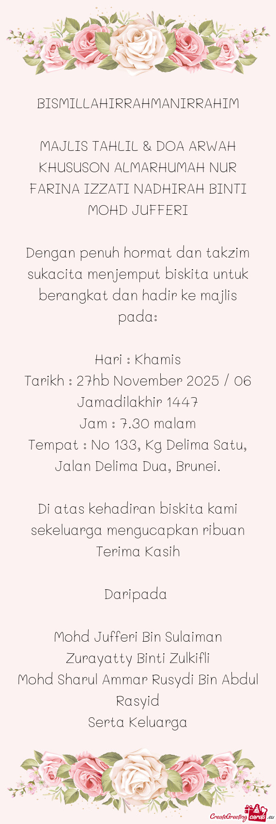 MAJLIS TAHLIL & DOA ARWAH