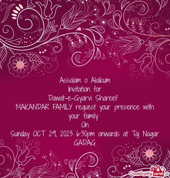 MAKANDAR FAMILY request your presence with your family