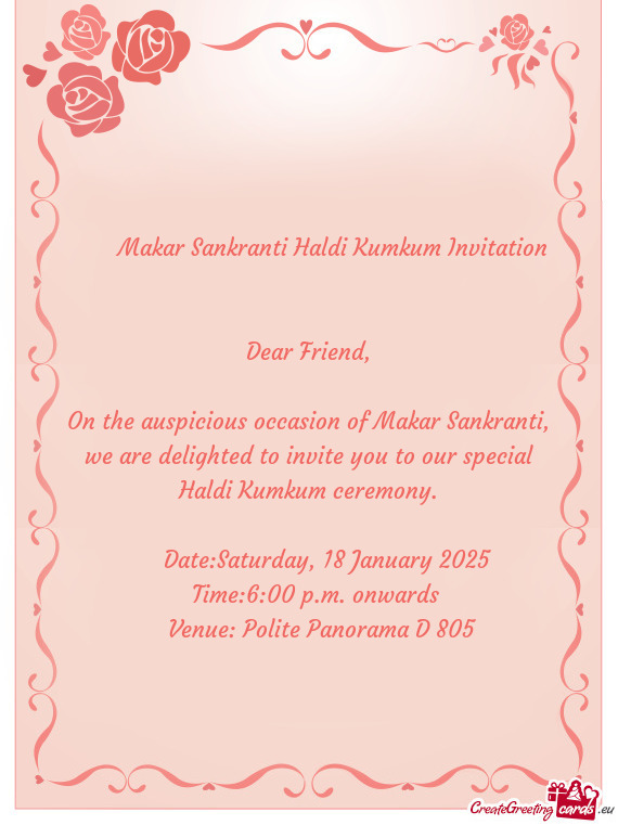 🌼💛 Makar Sankranti Haldi Kumkum Invitation 💛🌼