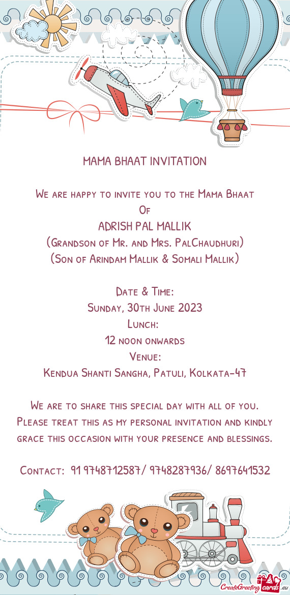 MAMA BHAAT INVITATION