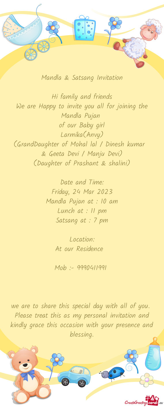 Mandla & Satsang Invitation