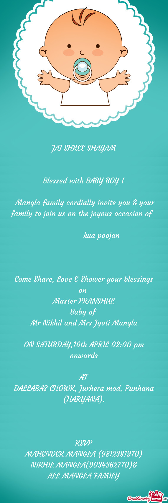 Mangla family cordially invite you & your family to join us on the joyous occasion of