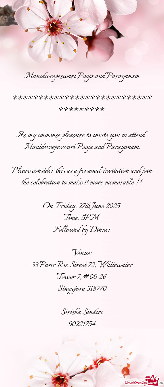 Manidweepeswari Pooja and Parayanam