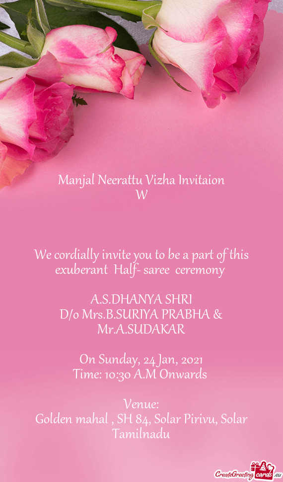 Manjal Neerattu Vizha Invitaion