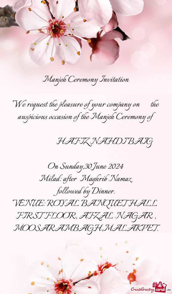 Manjeh Ceremony Invitation