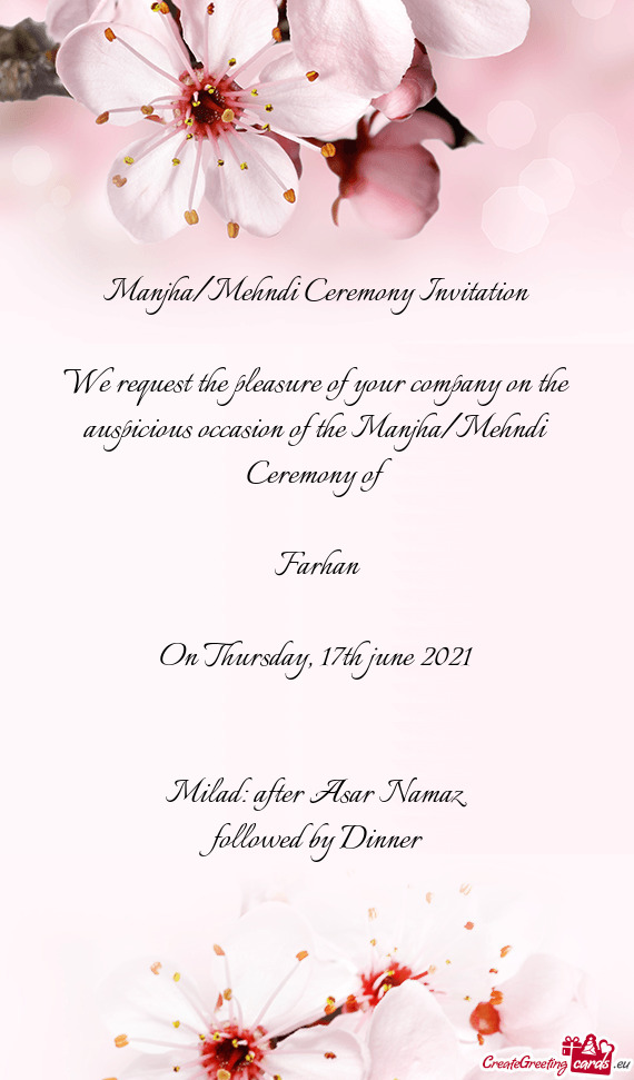 Manjha/Mehndi Ceremony Invitation