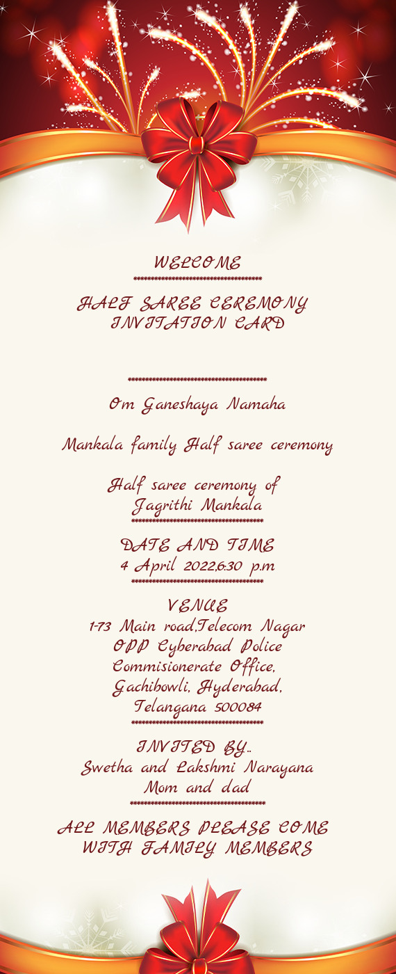 Mankala family Half saree ceremony