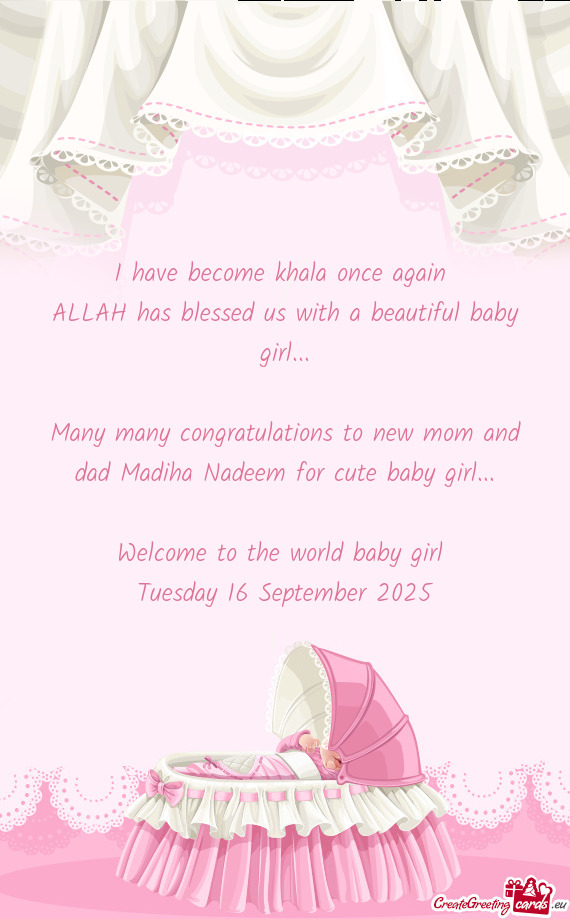 Many many congratulations to new mom and dad Madiha Nadeem for cute baby girl