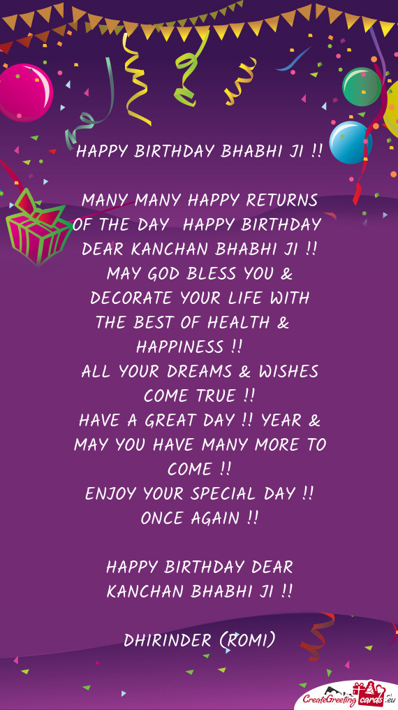 MANY MANY HAPPY RETURNS OF THE DAY HAPPY BIRTHDAY