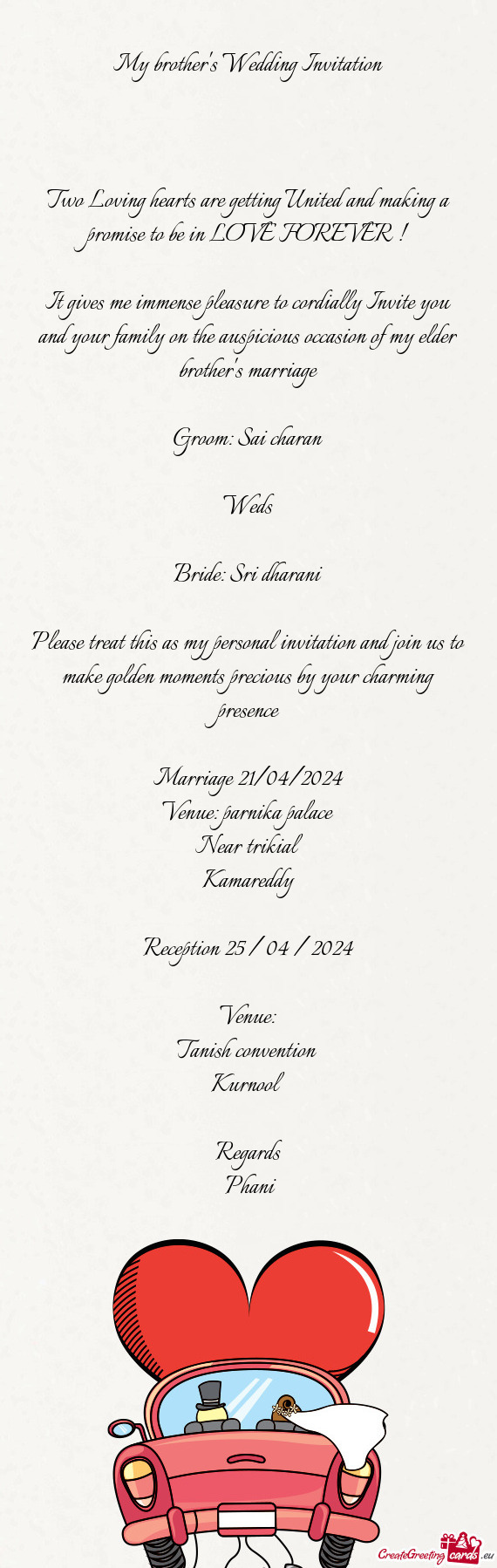Marriage 21/04/2024