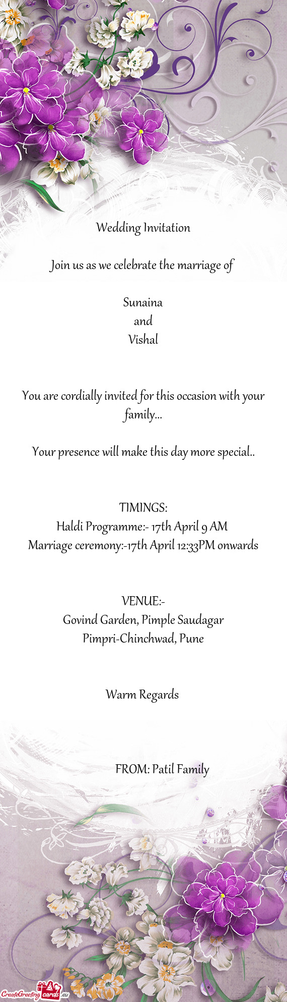 Marriage ceremony:-17th April 12:33PM onwards
