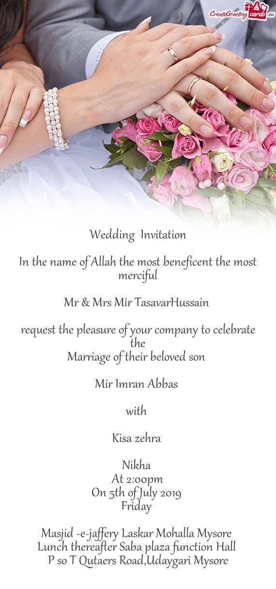 Marriage of their beloved son