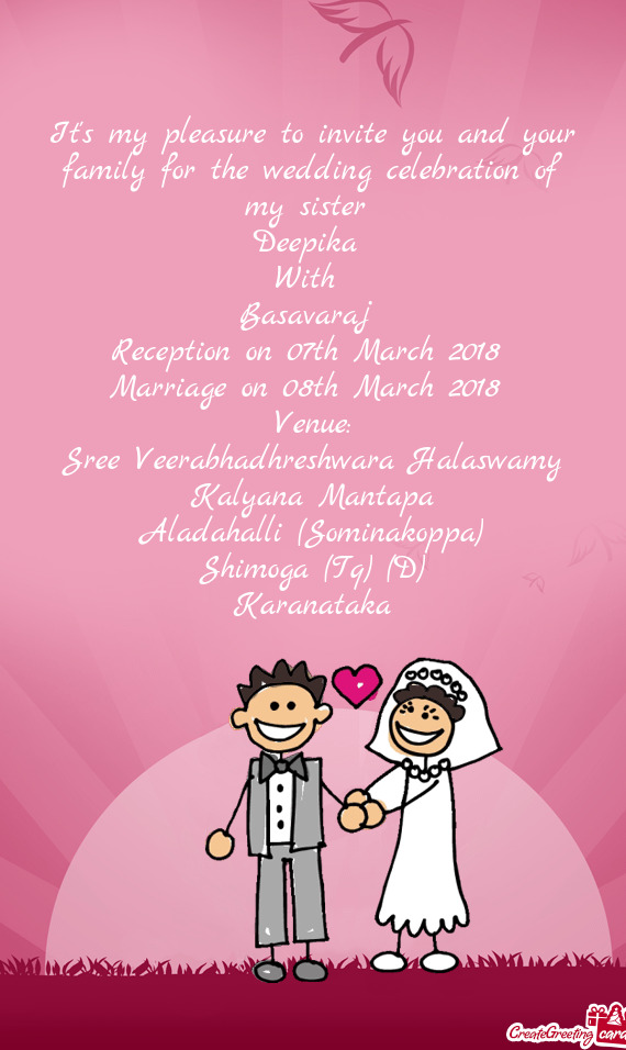 Marriage on 08th March 2018