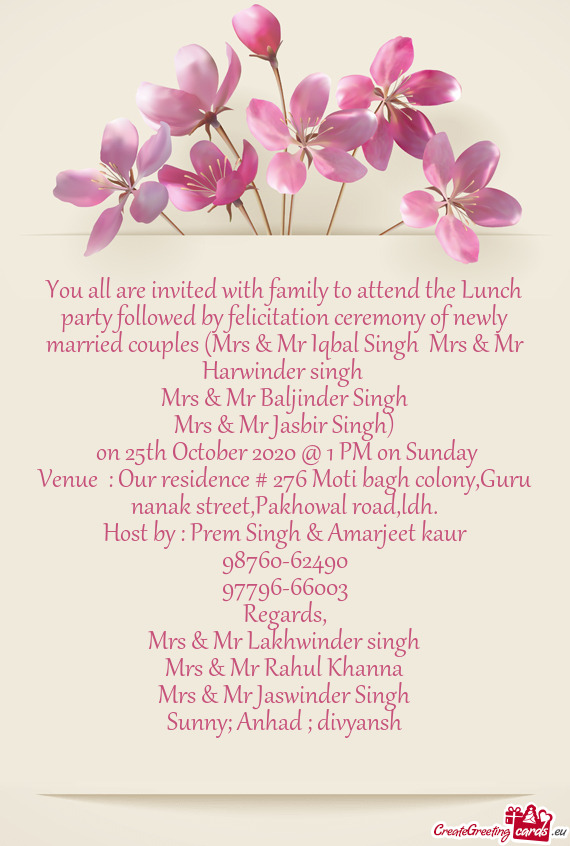 Married couples (Mrs & Mr Iqbal Singh Mrs & Mr Harwinder singh