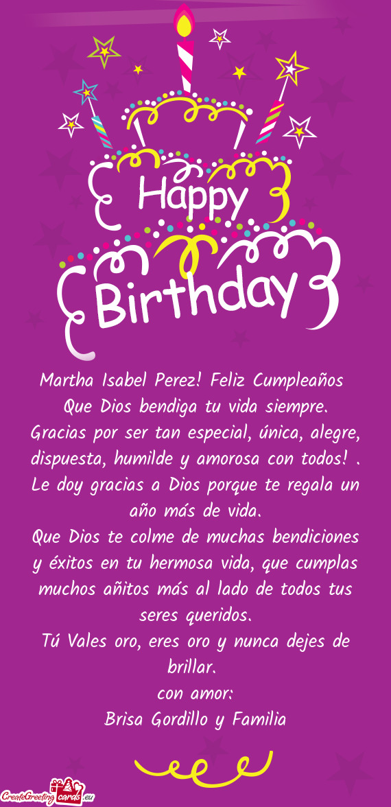 Martha Isabel Perez! Feliz Cumpleaños