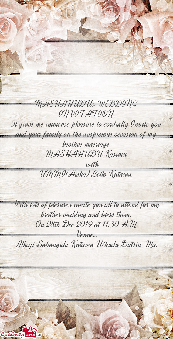 MASHAHUDU’s WEDDING INVITATION