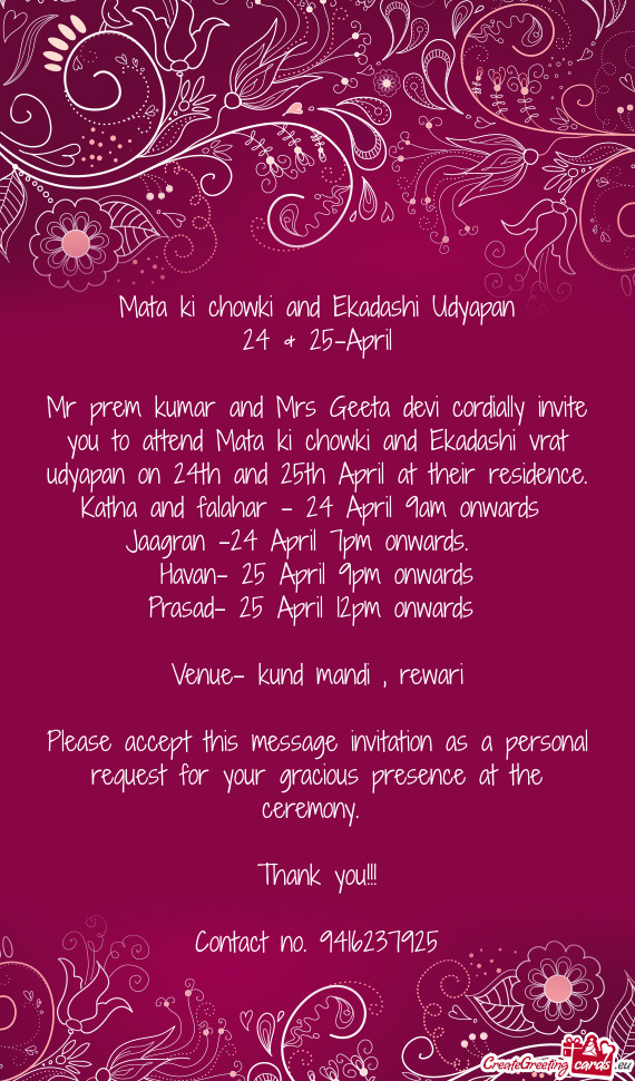 Mata ki chowki and Ekadashi Udyapan