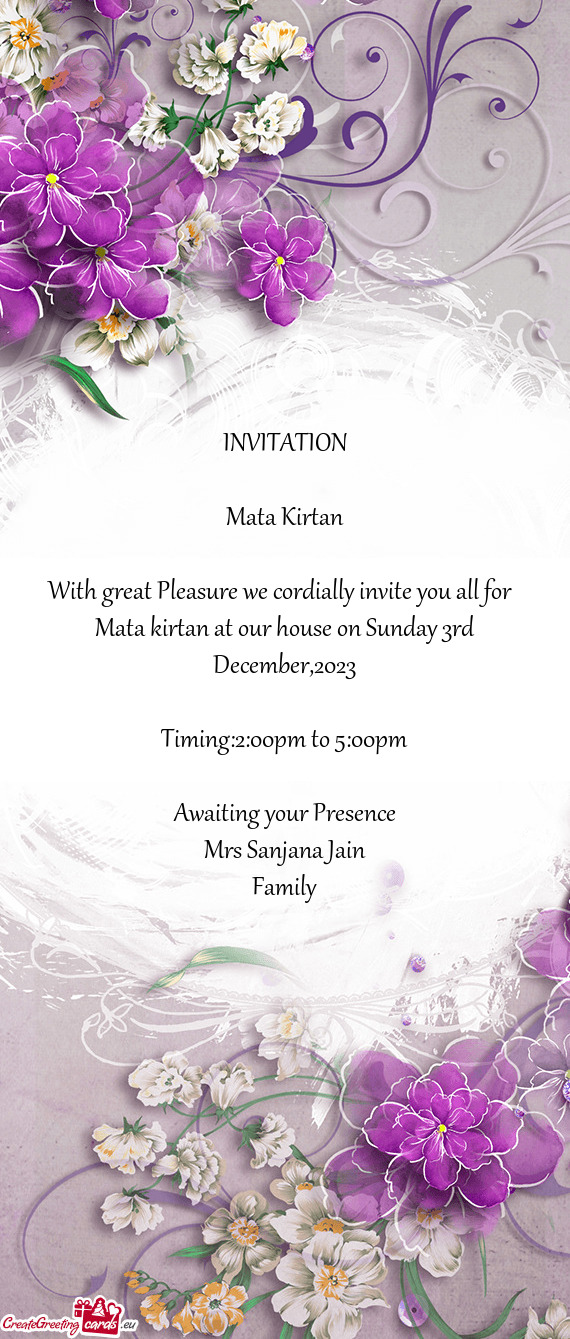 Mata kirtan at our house on Sunday 3rd December,2023